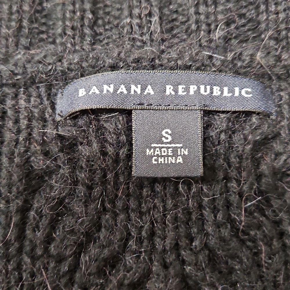 Banana Republic Womens Black Cable Knit Cardigan Wool Blend Size S Alpaca Office - Picture 6 of 8